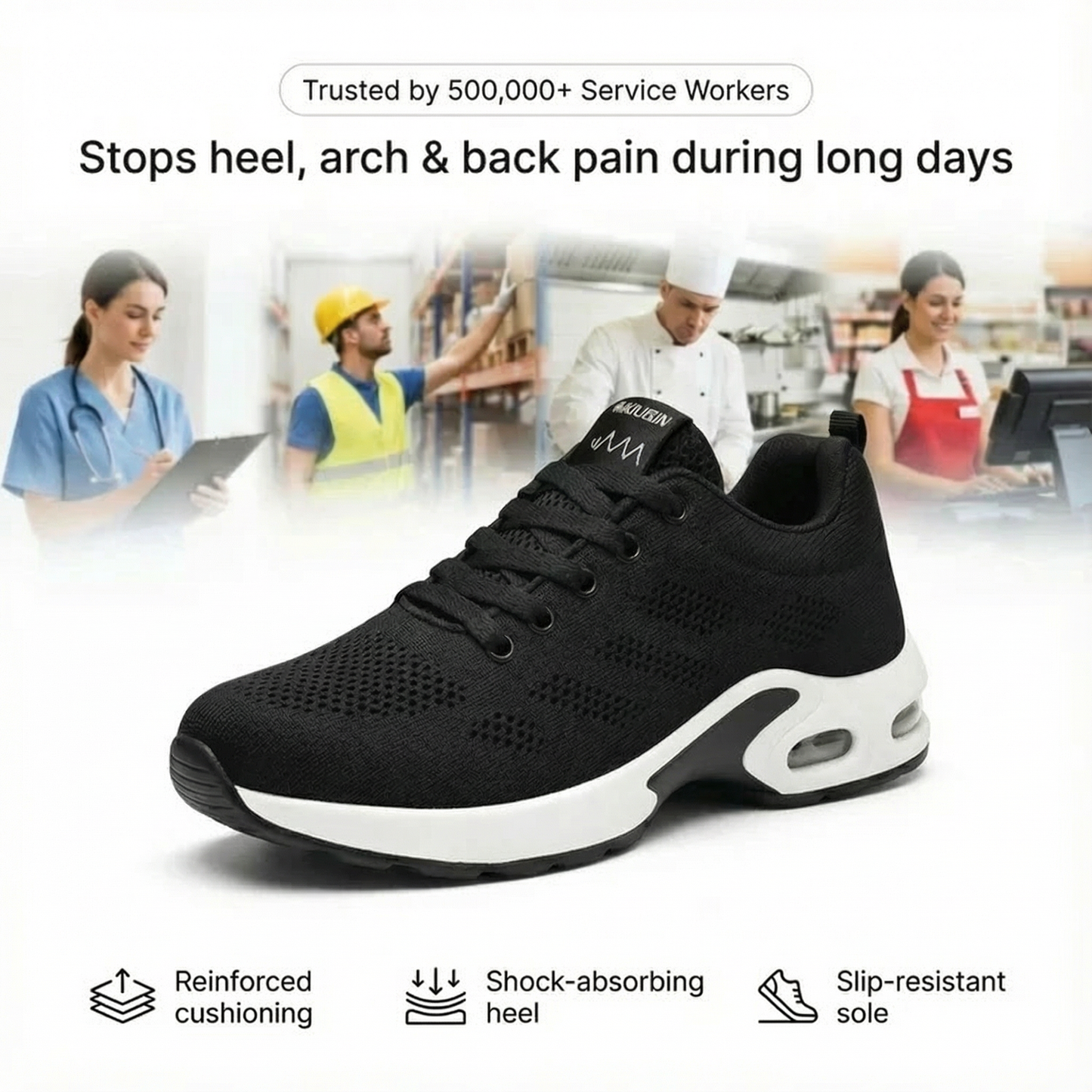 12-Hour Shift Shoes for All-Day Foot, Knee & Back Pain Relief