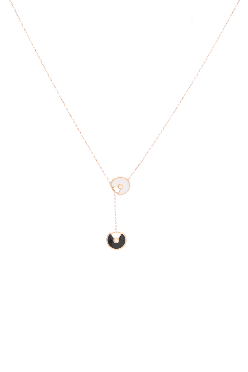Mother of Pearl Onyx Diamond Amulette XS Necklace