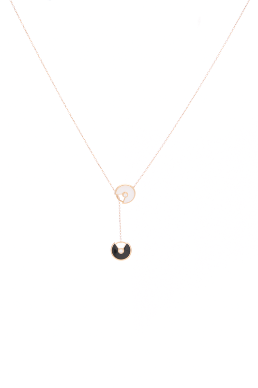 Mother of Pearl Onyx Diamond Amulette XS Necklace